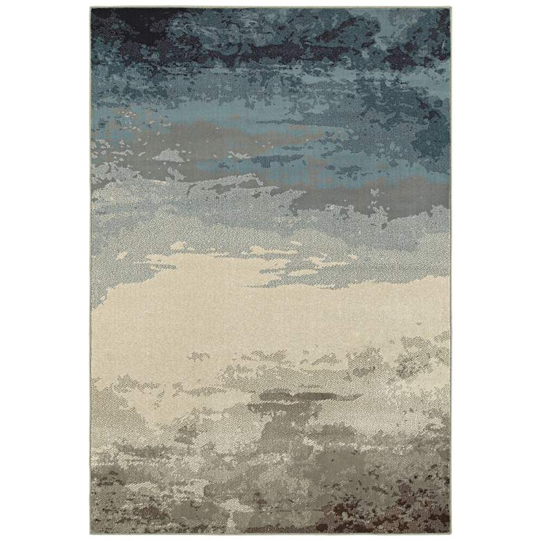 Image 1 Linden 7803A 5&#39;3 inchx7&#39;6 inch Ombre Blue and Beige Area Rug