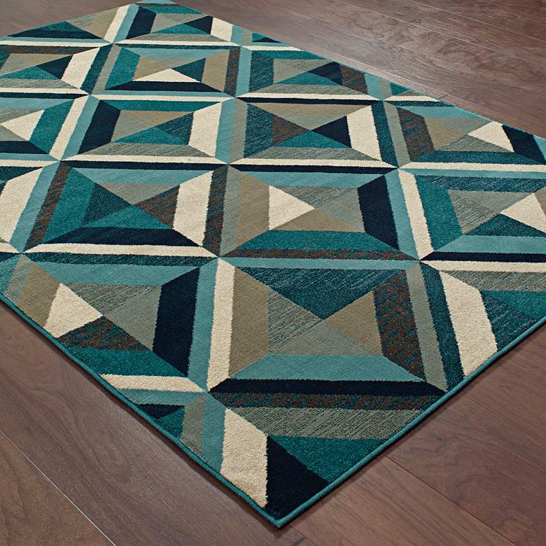 Image 1 Linden 7902A 5&#39;3 inchx7&#39;6 inch Blue and Gray Area Rug