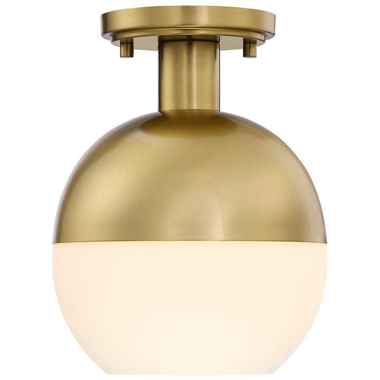 Image 1 Linden 8 in. 1-Light Brushed Gold Mid-Century Modern Semi Flush Mount