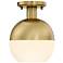 Linden 8 in. 1-Light Brushed Gold Mid-Century Modern Semi Flush Mount