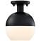 Linden 8 in. 1-Light Matte Black Mid-Century Modern Semi Flush Mount