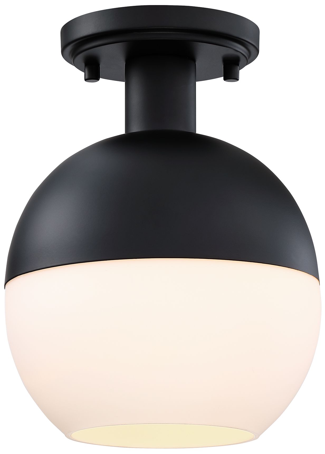 Image 3 Linden 8 in. 1-Light Matte Black Mid-Century Modern Semi Flush Mount more views