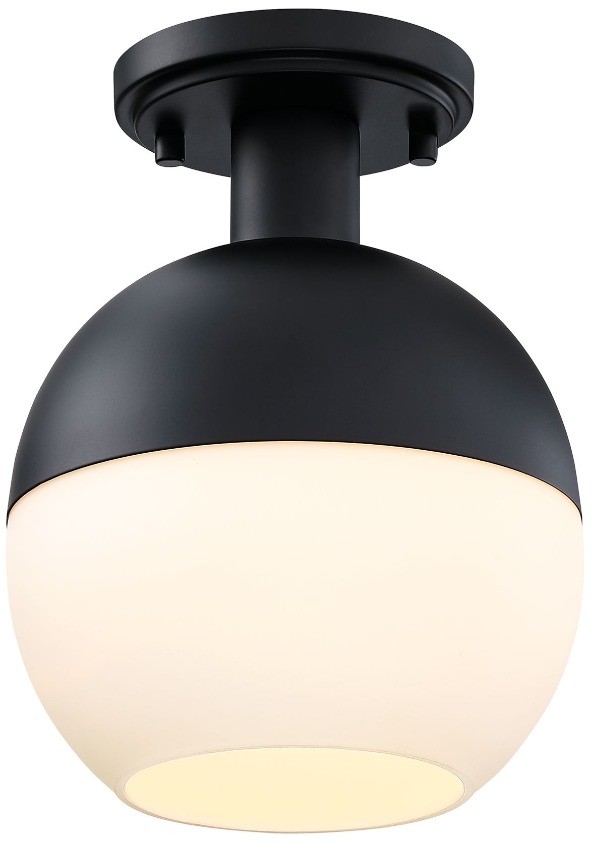 Image 4 Linden 8 in. 1-Light Matte Black Mid-Century Modern Semi Flush Mount more views