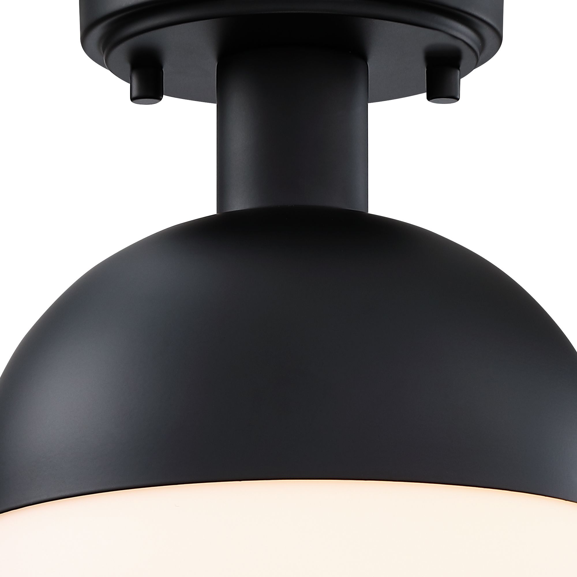 Image 5 Linden 8 in. 1-Light Matte Black Mid-Century Modern Semi Flush Mount more views