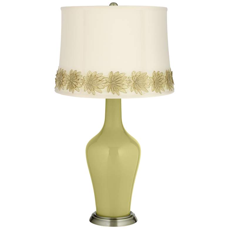 Image 1 Linden Green Anya Table Lamp with Flower Applique Trim