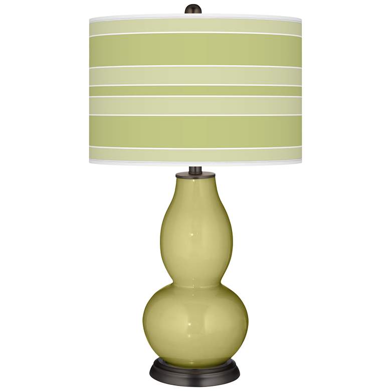 Image 1 Linden Green Bold Stripe Double Gourd Table Lamp
