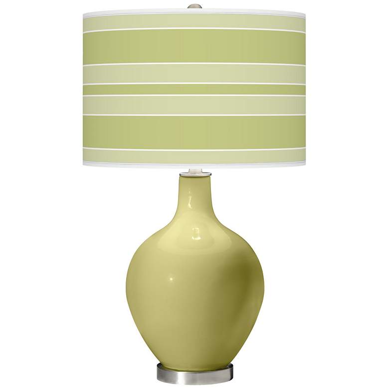 Image 1 Linden Green Bold Stripe Ovo Table Lamp