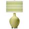 Linden Green Bold Stripe Ovo Table Lamp