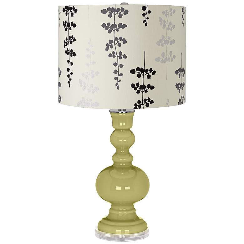 Image 1 Linden Green Branches Drum Shade Apothecary Table Lamp