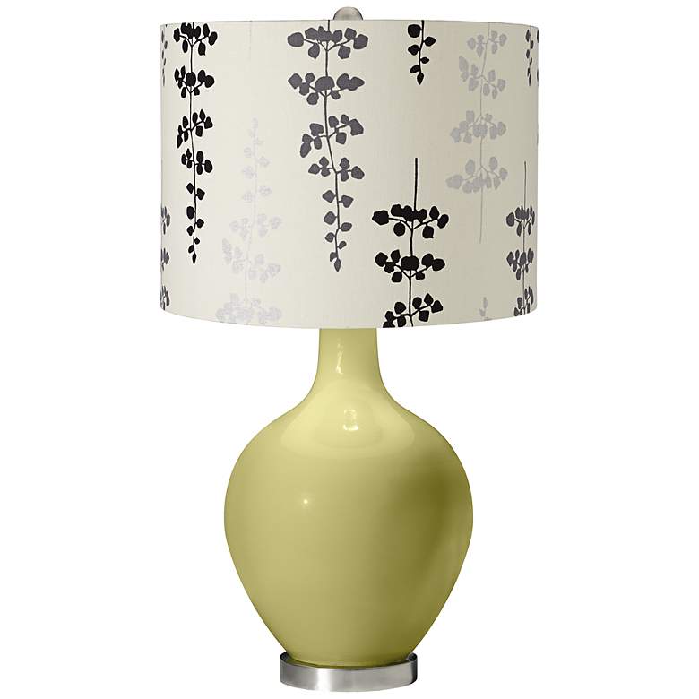 Image 1 Linden Green Branches Drum Shade Ovo Table Lamp