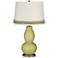 Linden Green Double Gourd Table Lamp with Scallop Lace Trim