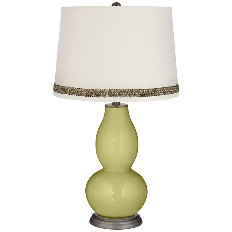Image 1 Linden Green Double Gourd Table Lamp with Wave Braid Trim