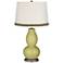 Linden Green Double Gourd Table Lamp with Wave Braid Trim