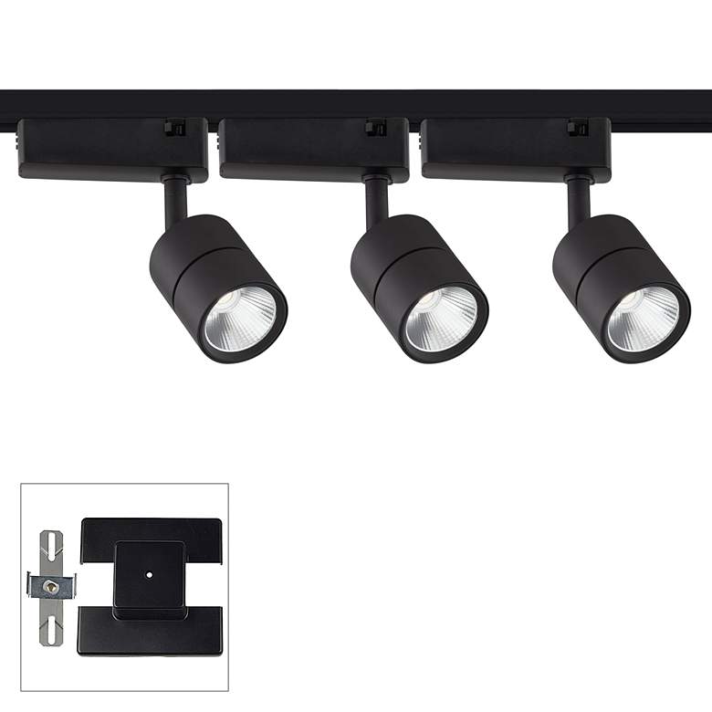 Image 1 Linder 3-Light Black LED Track Kit with Floating Canopy