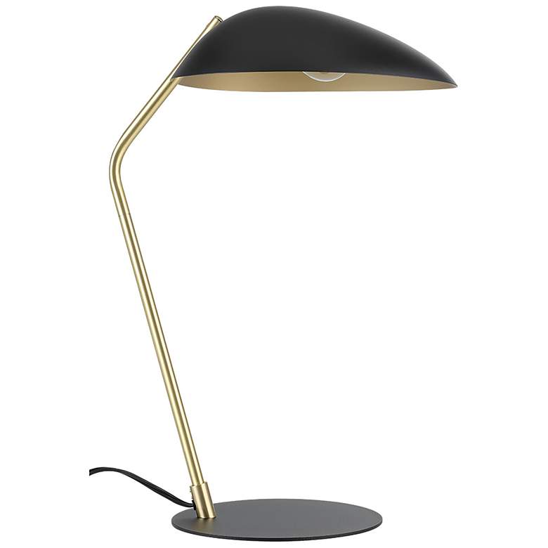 Image 1 Lindmoor 20.43"H Black Table Lamp w/ Black Shade and Brushed Brass Acc