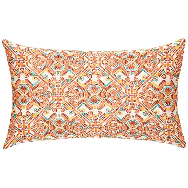 Image 1 Lindos Orange 20 inch x 12 inch Lumbar Indoor-Outdoor Pillow