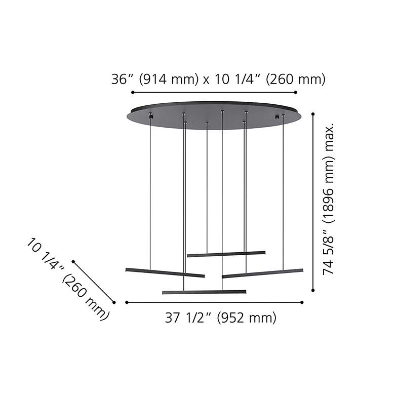 Image 4 Lindoza 4-Light Pendant - Integrated LED - Matte Black Finish more views