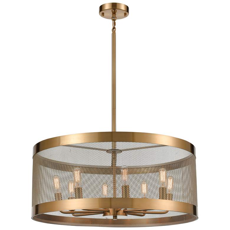 Image 1 Line in the Sand 24 inch Wide 8-Light Pendant - Satin Brass