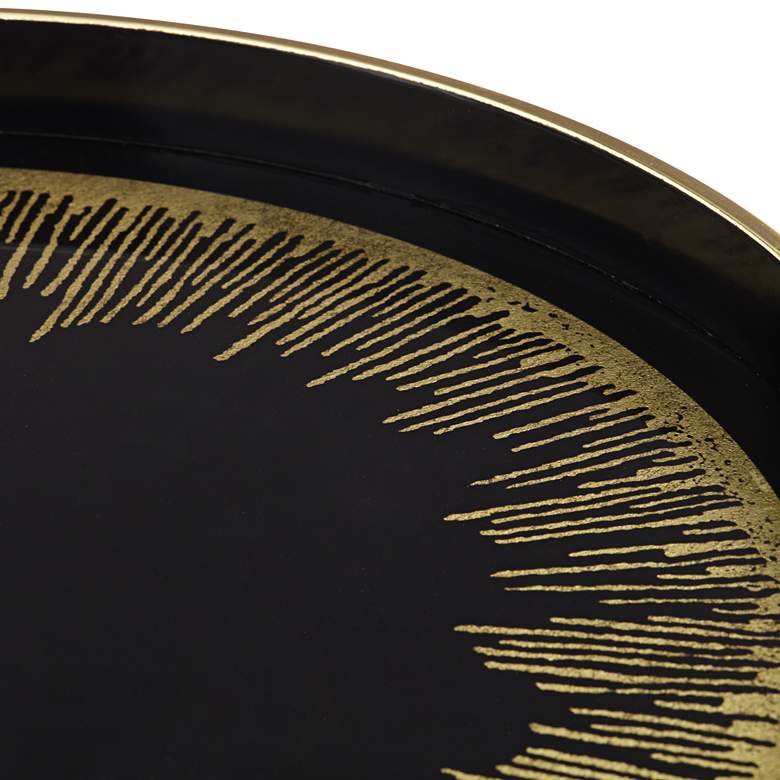 Line Painted Black and Gold Round Decorative Tray more views
