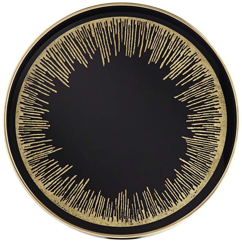 Line Painted Black and Gold Round Decorative Tray more views