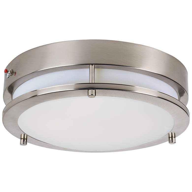 Image 1 Linear 11 3/4"W Satin Nickel LED Ceiling Light w/ EM Back Up
