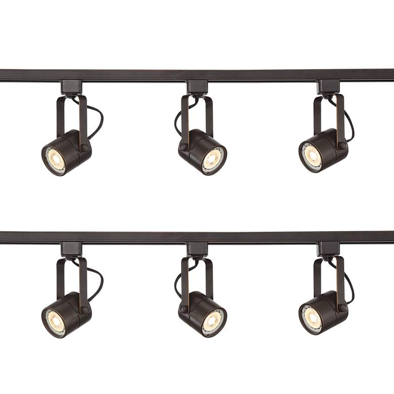 Image 1 Linear 3-Light Black Finish LED Plug-In Track Light Kit - Set of 2