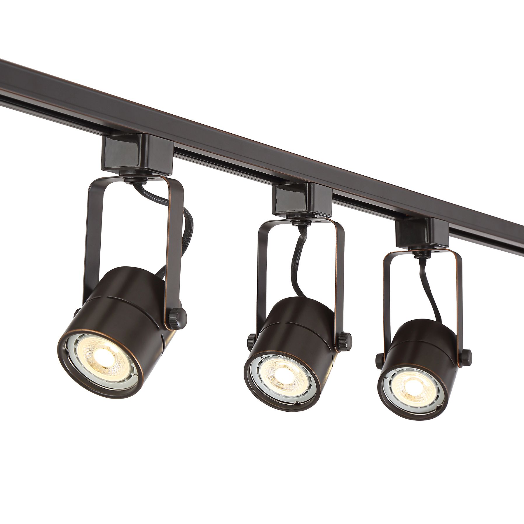 Linear 3Light Black Finish LED PlugIn Track Light Kit Set of 2