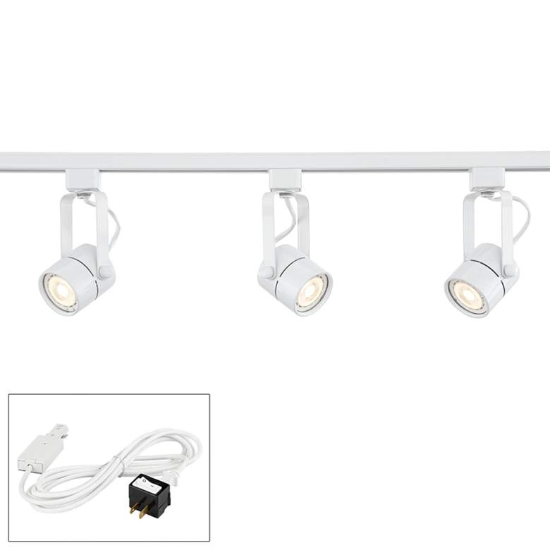 Image 1 Linear 3-Light White Finish LED Bullet Lights Plug-In Track Light Kit