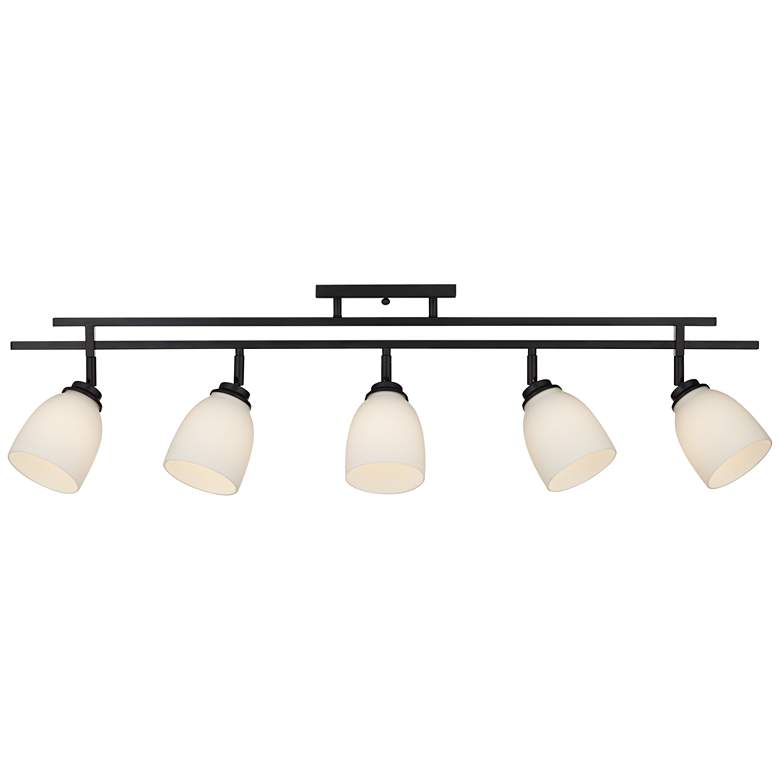 Image 2 Linear 36" Wide White Glass 5-Light Track Fixture Ceiling Light