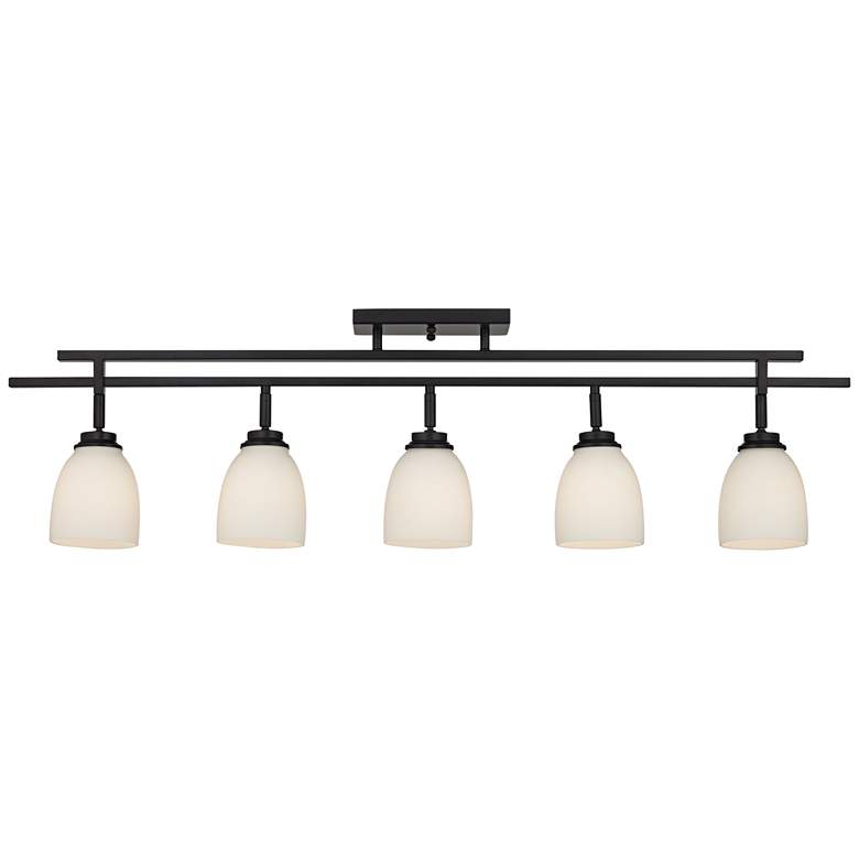 Image 5 Linear 36 inch Wide White Glass 5-Light Track Fixture Ceiling Light more views