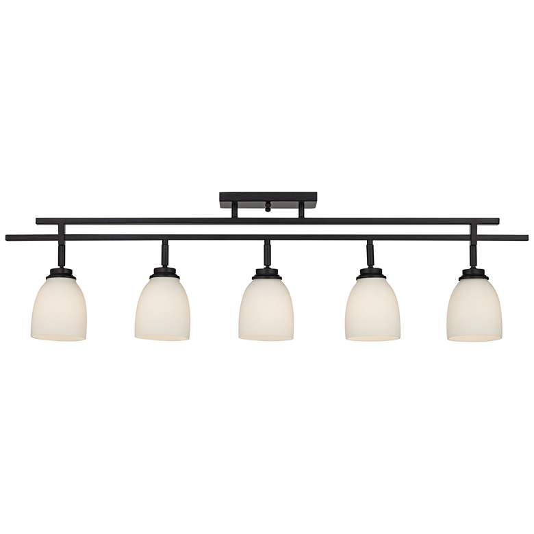 Image 5 Linear 36" Wide White Glass 5-Light Track Fixture Ceiling Light more views