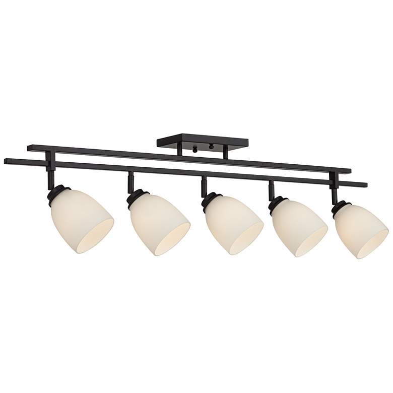 Image 6 Linear 36" Wide White Glass 5-Light Track Fixture Ceiling Light more views