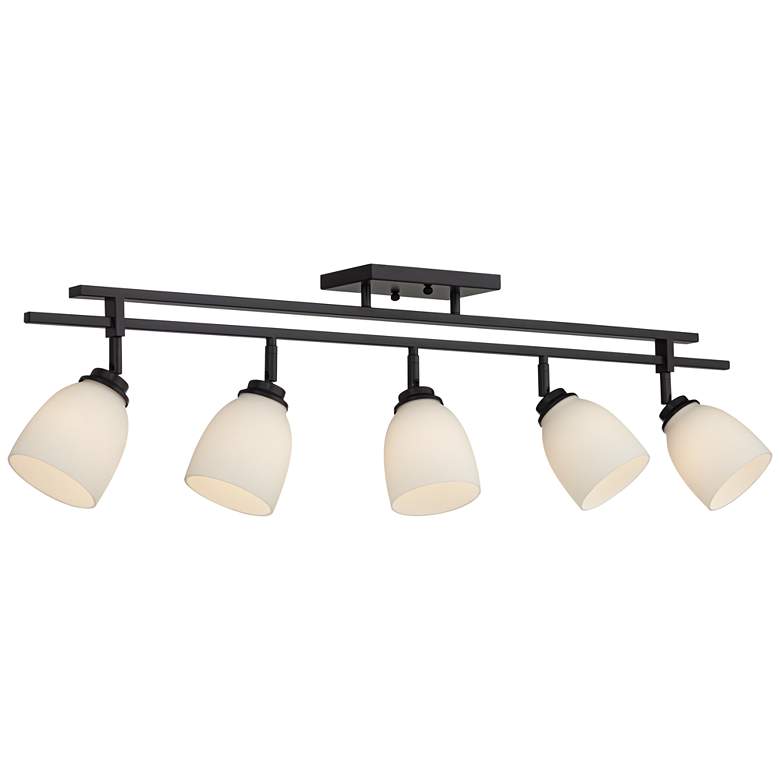 Image 7 Linear 36" Wide White Glass 5-Light Track Fixture Ceiling Light more views