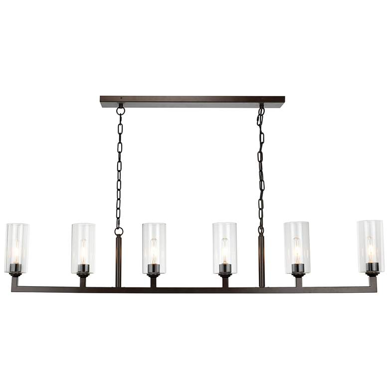 Image 1 Linear 62" Wide Oil-Rubbed Bronze 6-Light Island Chandelier