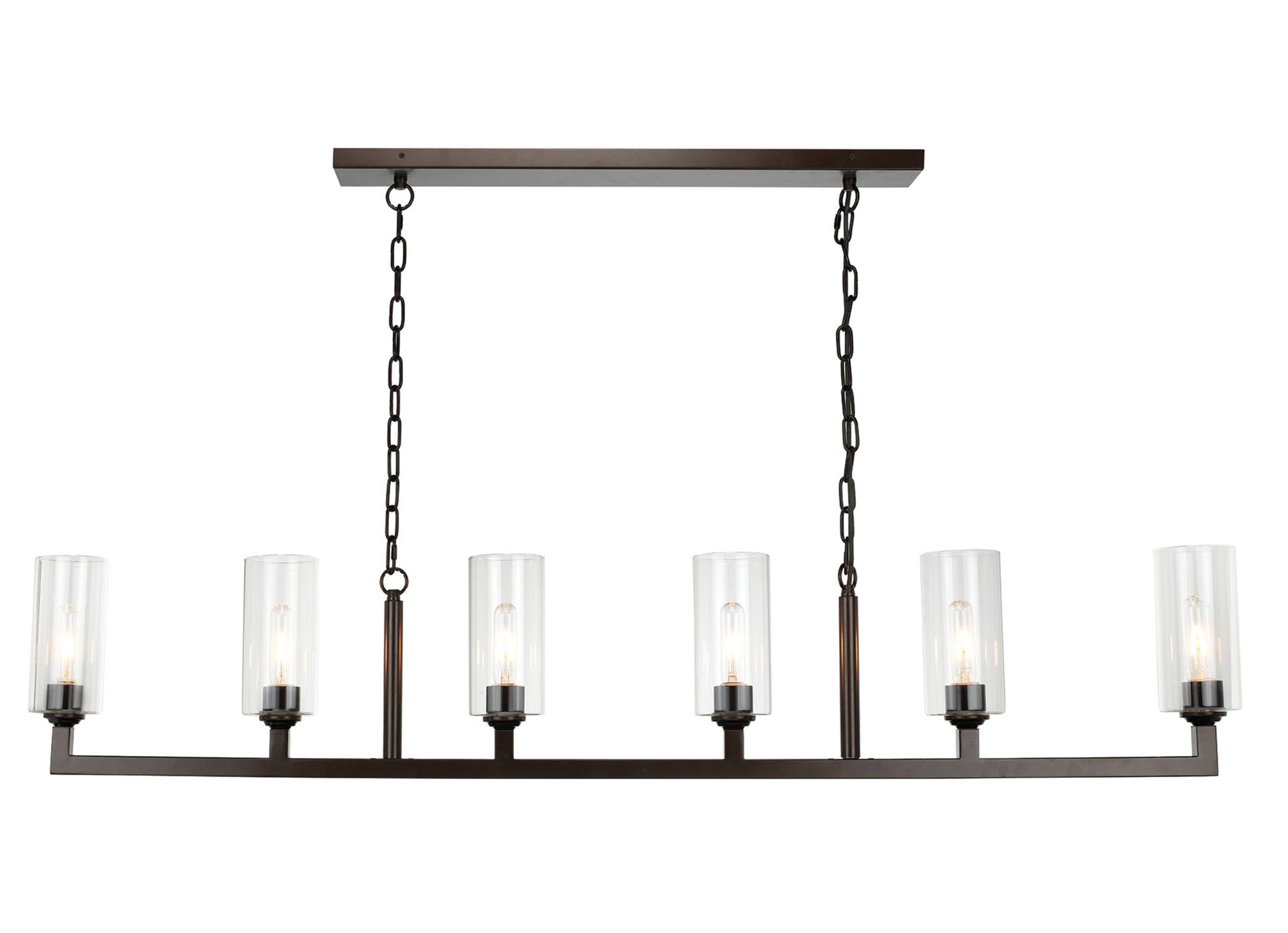 Image 5 Linear 62" Wide Oil-Rubbed Bronze 6-Light Island Chandelier more views