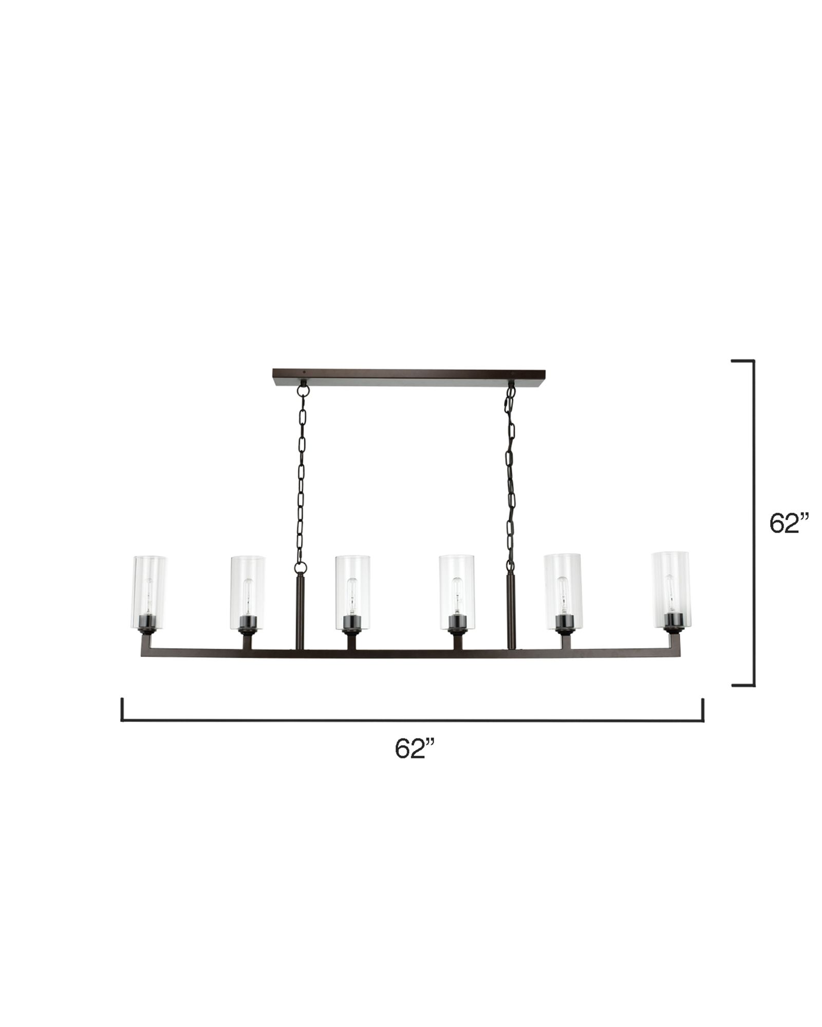 Image 6 Linear 62" Wide Oil-Rubbed Bronze 6-Light Island Chandelier more views