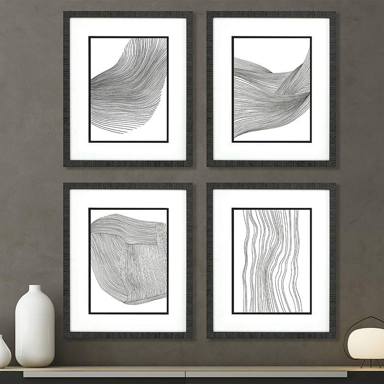 Image 1 Linear Acoustic 24 inch High 4-Piece Giclee Framed Wall Art Set