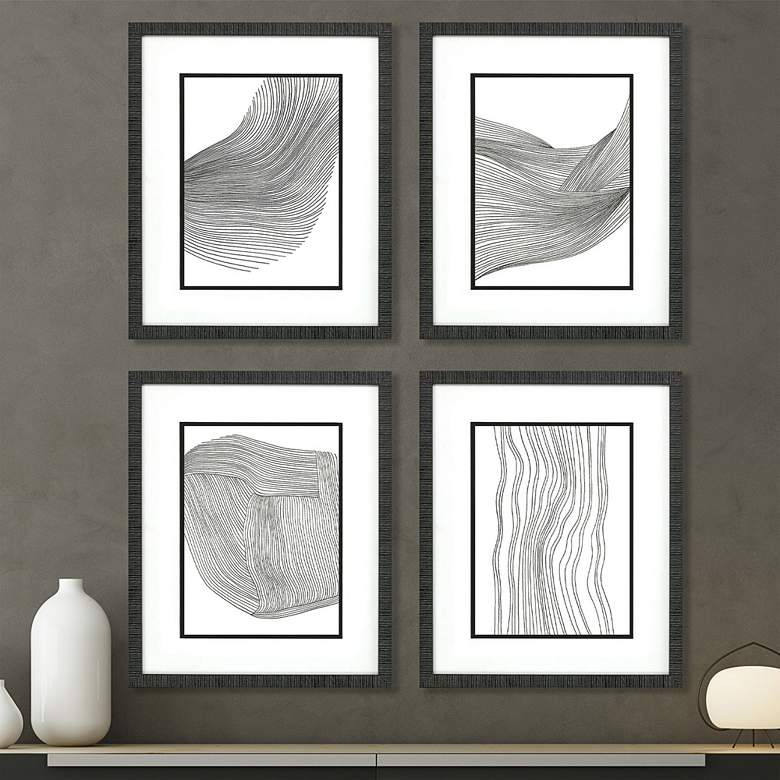 Image 1 Linear Acoustic 24" High 4-Piece Giclee Framed Wall Art Set