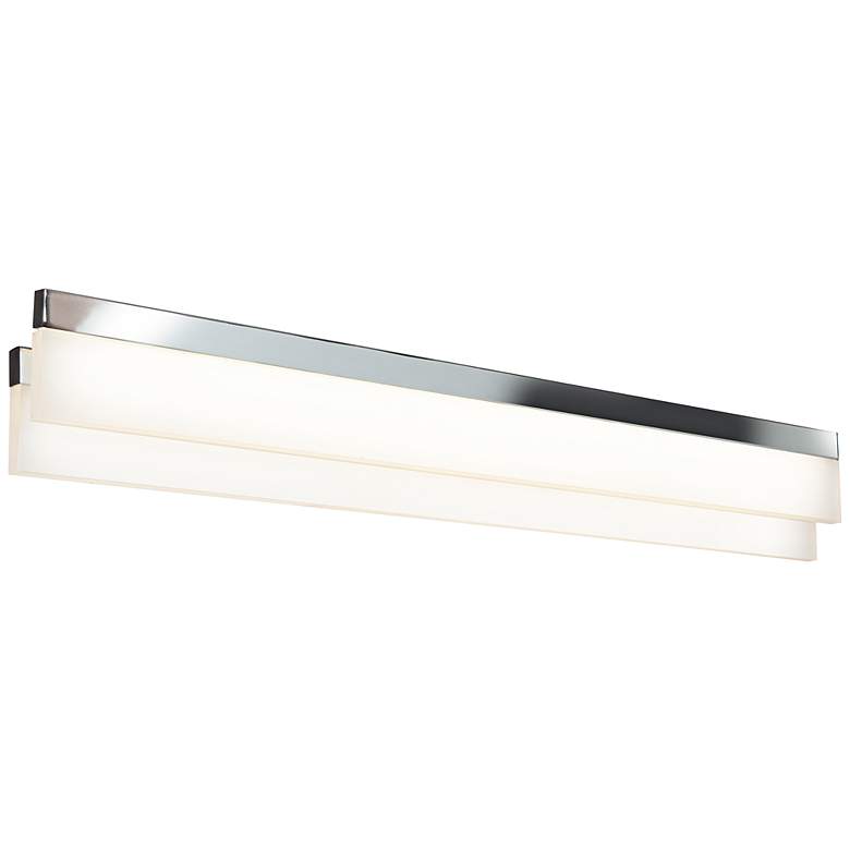 Image 1 Linear Chrome 30 inchW Large White Acrylic LED Bath Light