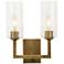 Linear Double 14 1/2" High Antique Brass 2-Light Wall Sconce