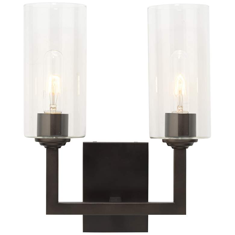 Image 1 Linear Double 14 1/2 inchH Oil-Rubbed Bronze 2-Light Wall Sconce