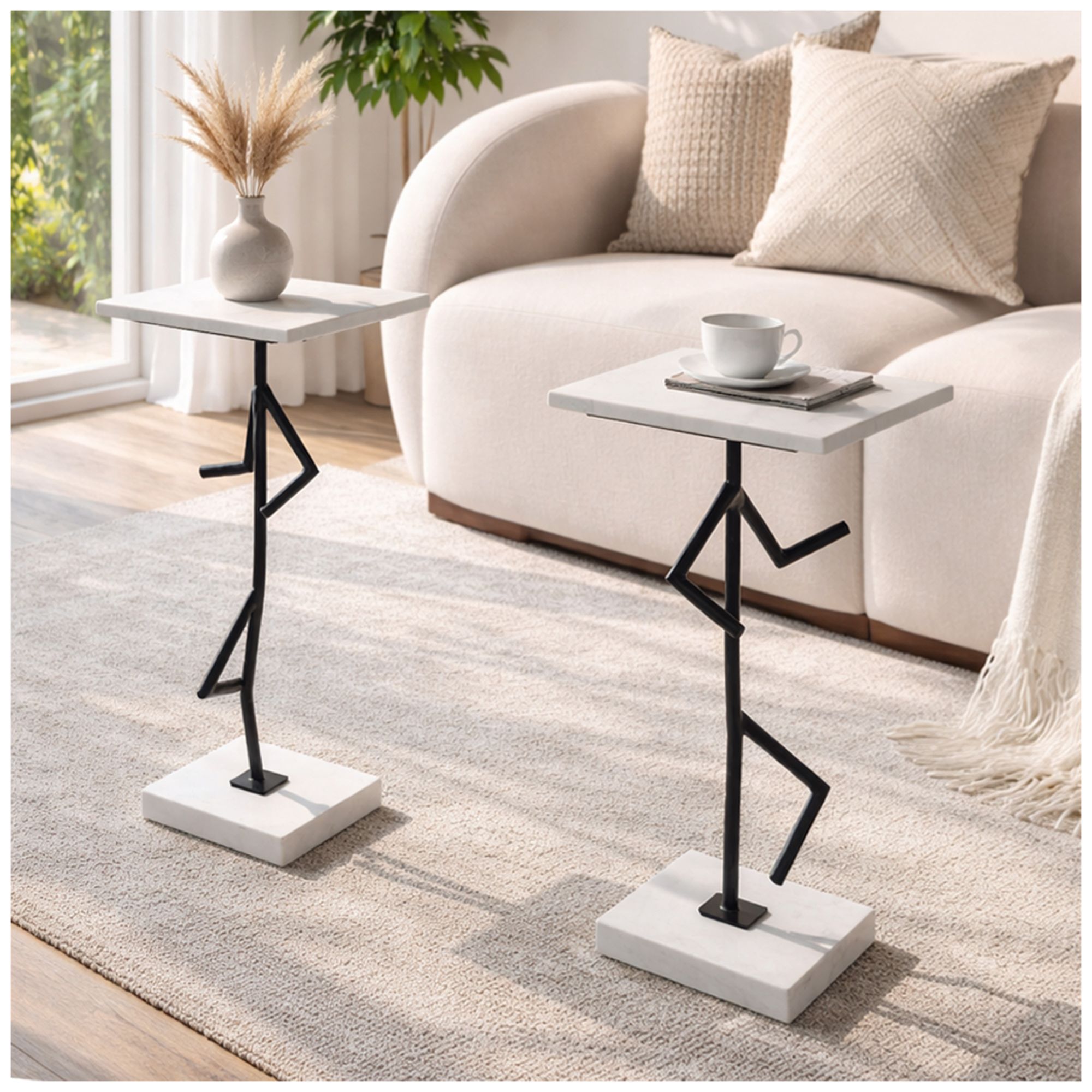 Image 4 Lineform Martini Accent Table - White & Black - Right more views