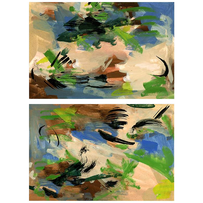 Image 7 Linen and Blues 64" Wide 2-Piece Tempered Glass Wall Art Set more views