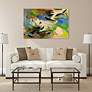 Linen and Blues I 48"H Free Floating Tempered Glass Wall Art in scene