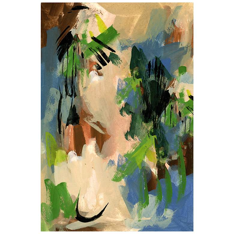 Image 3 Linen and Blues II 48"H Free Floating Tempered Glass Wall Art