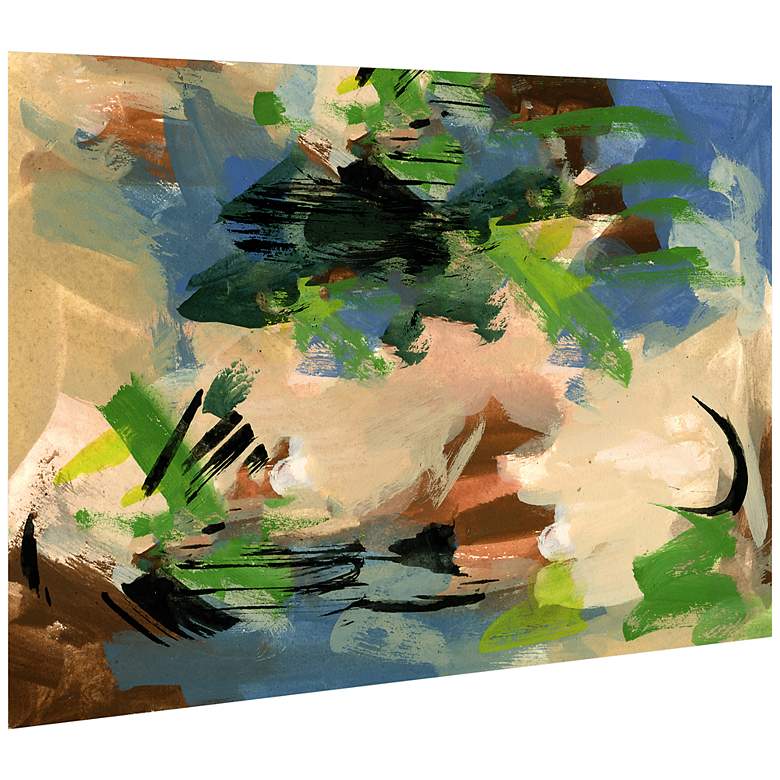 Image 5 Linen and Blues II 48"H Free Floating Tempered Glass Wall Art more views