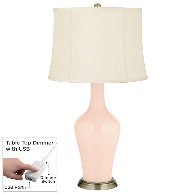 Image 1 Linen Anya Table Lamp with Dimmer