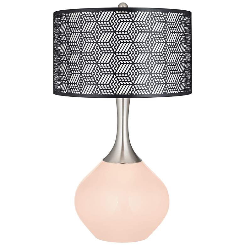Image 1 Linen Black Metal Shade Spencer Table Lamp