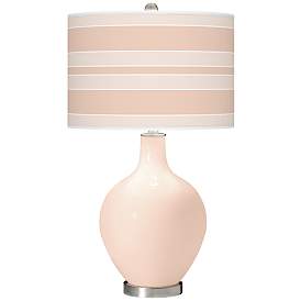 Image1 of Linen Bold Stripe Ovo Table Lamp
