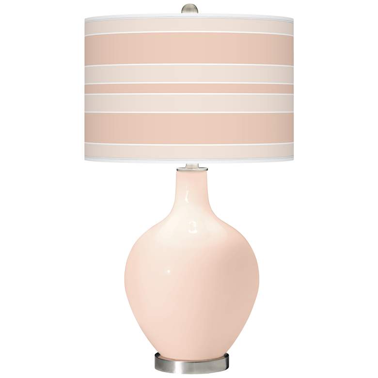 Image 1 Linen Bold Stripe Ovo Table Lamp